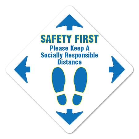 Signmission Safety First Social Distancing Non-Slip Floor Graphic, 7" x 7", FD-X-7-99996 FD-X-7-99996